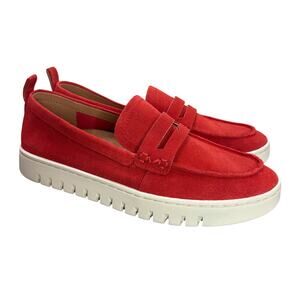 Vionic Women Size 9 Shoes Uptown Penny Loafers Red Suede Flexible Comfort Travel